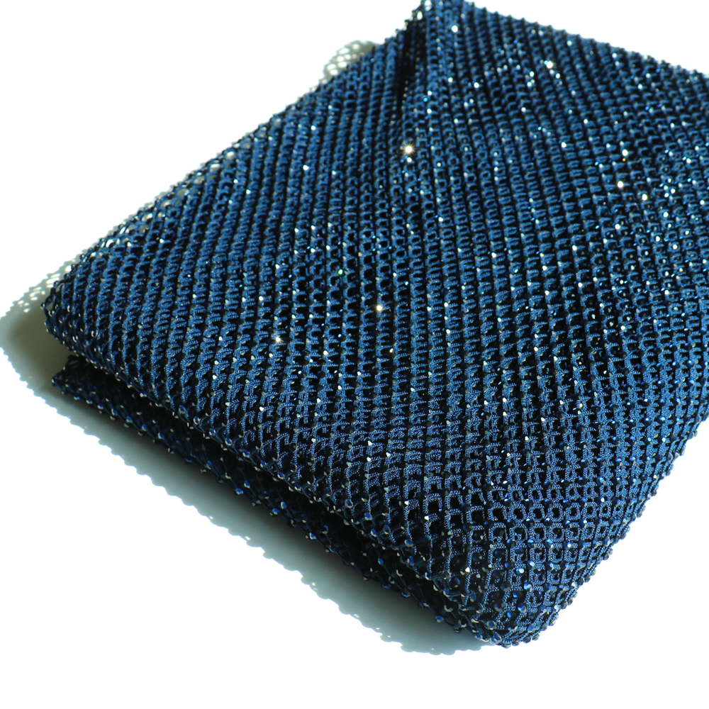 Sew On Rhinestone - SS10 Rhinestones Mesh Navy Color Fabric