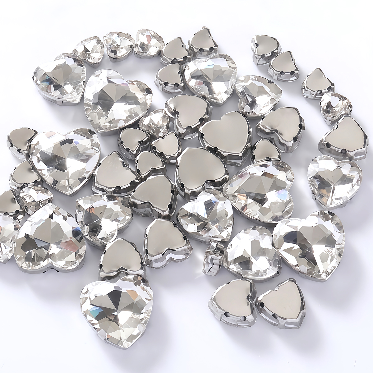 Sew On Rhinestone - Heart Shape Glass Rhinestones with Claw
