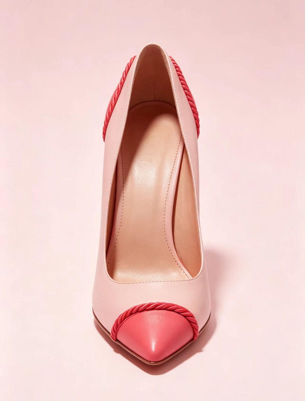 Cord Trim Twisted - Two-Tone Pink Leather Pointed-Toe Stiletto Pumps