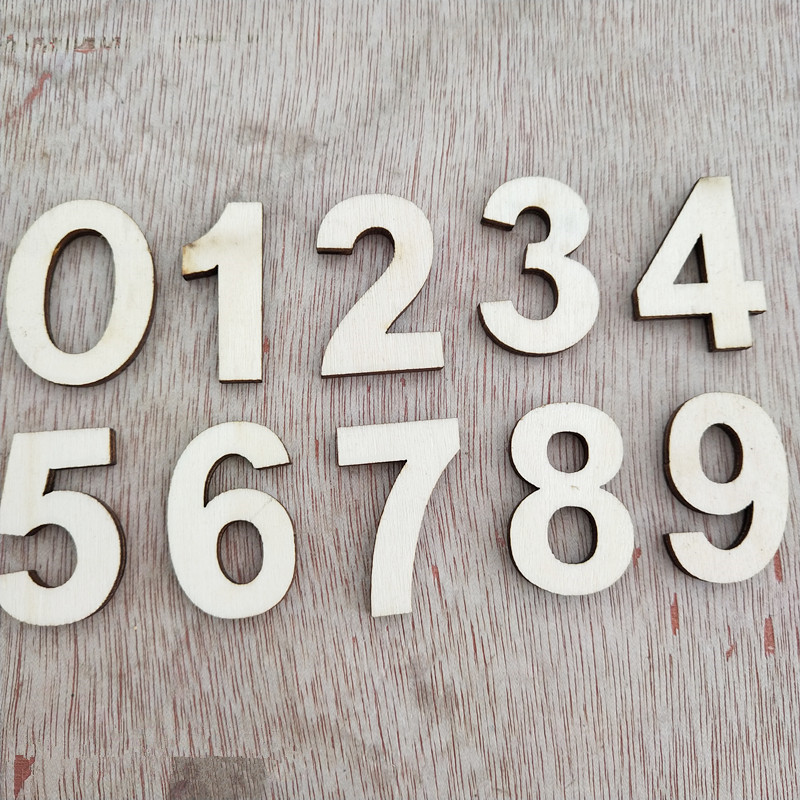 Embellishments For Scrapbooking - Self-sticking Wooden 0-9 Numbers Embellishments 30mm