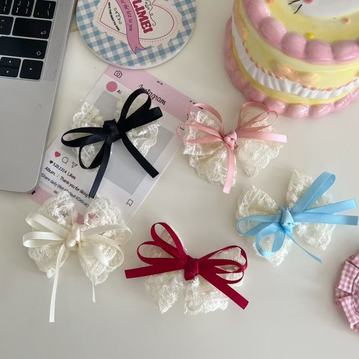 2Pcs Elegant Lace Bow Hairpins – Lace Ribbon Trim recenzja i cena