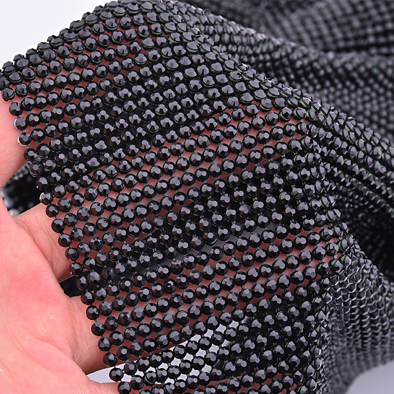 JUNAO 45*120cm Black Gold Crys – Crystal Mesh Fabric recenzja i cena