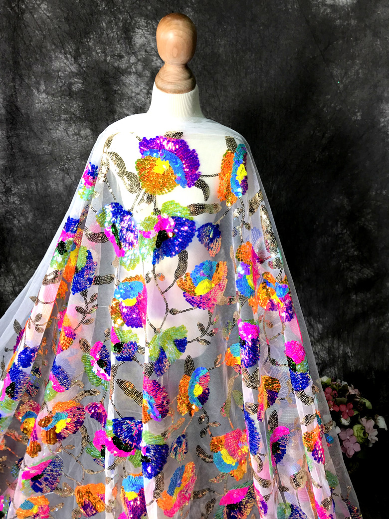 Colorful Crystal Sequins Flowe – Crystal Mesh Fabric recenzja i cena