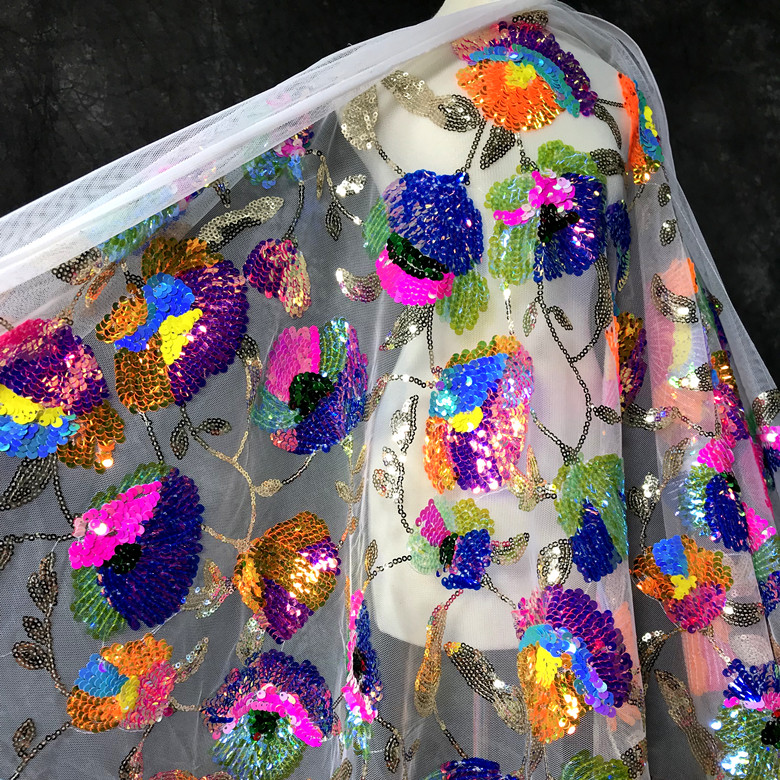Colorful Crystal Sequins Flowe – Crystal Mesh Fabric recenzja i cena