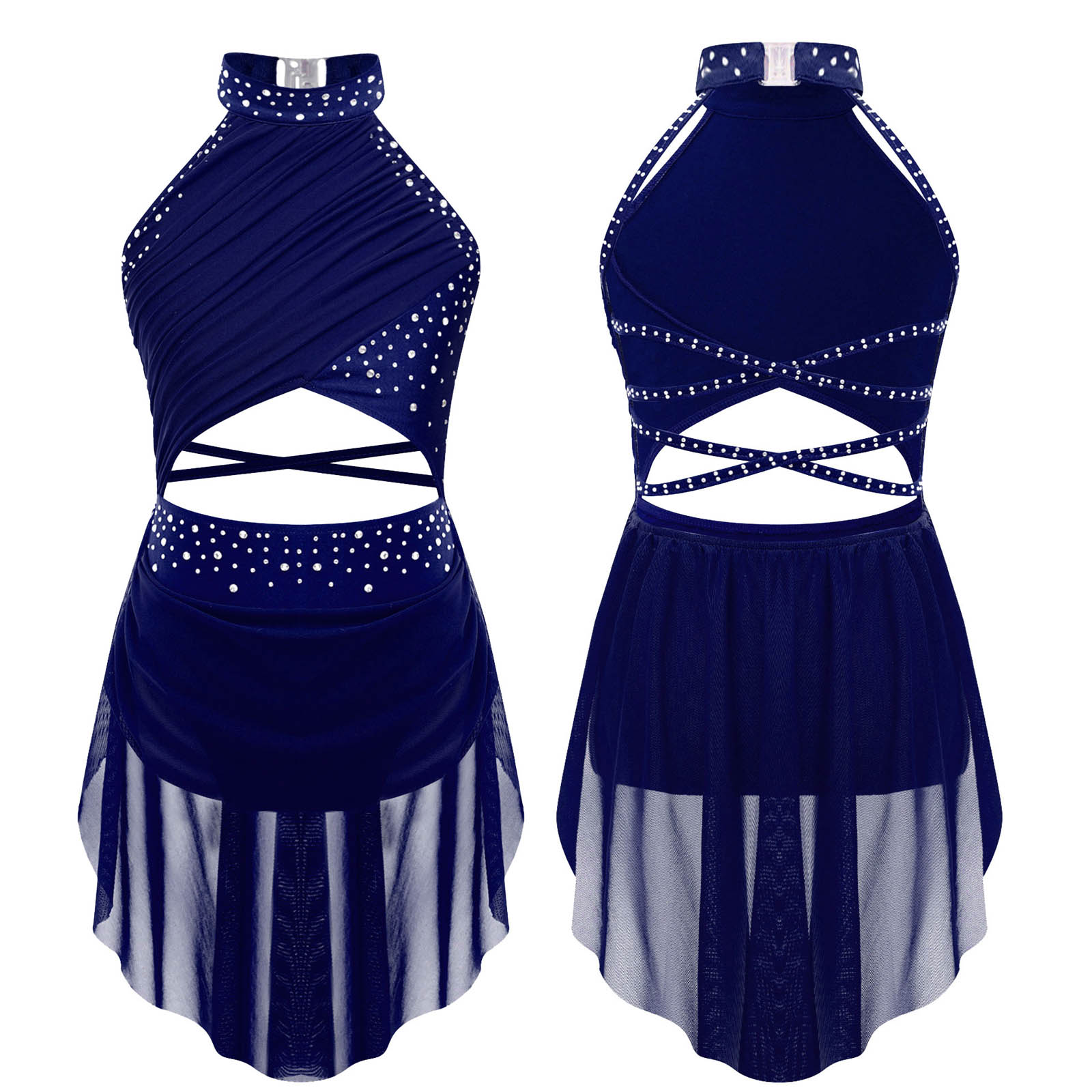Kids Girls Ballet Leotard Dres – Rhinestone Banding Trim recenzja i cena