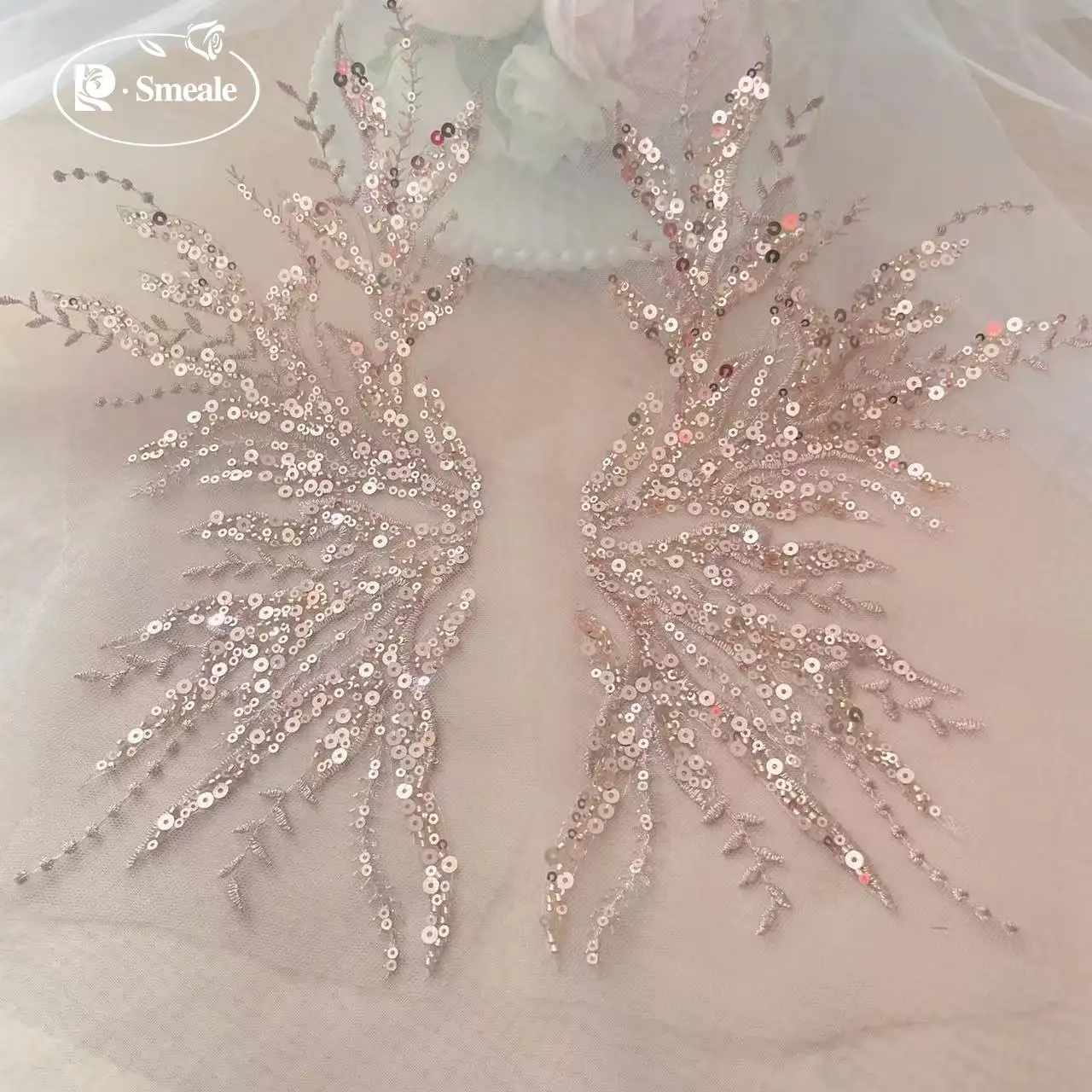5Pair-2Pair.Rose Gold Sequin T – Applique Patch Flower recenzja i cena