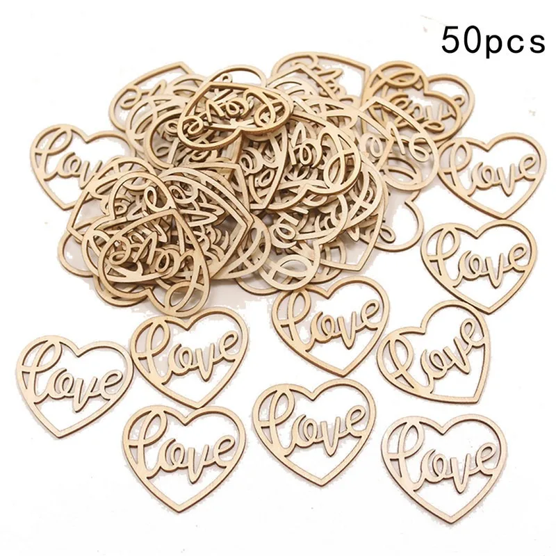 50pcs Heart Wooden Ornament He – Craft Embellishment recenzja i cena