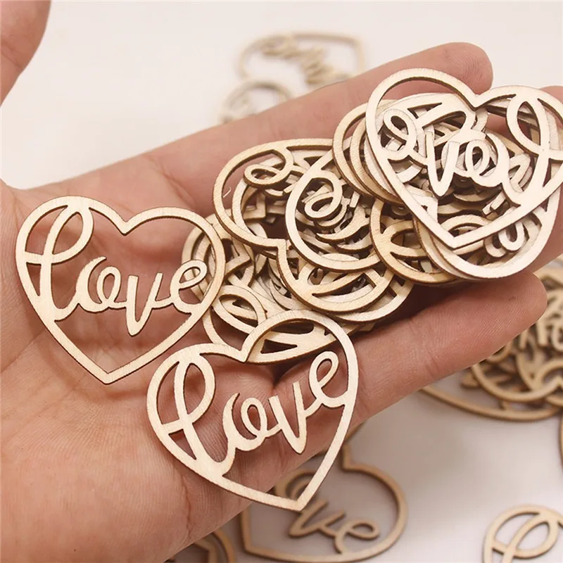 50pcs Heart Wooden Ornament He – Craft Embellishment recenzja i cena