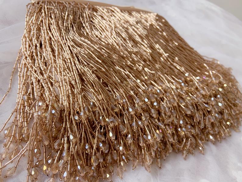 1 Yard Green Bead Fringe Tasse – Beaded Trim Fringe recenzja i cena
