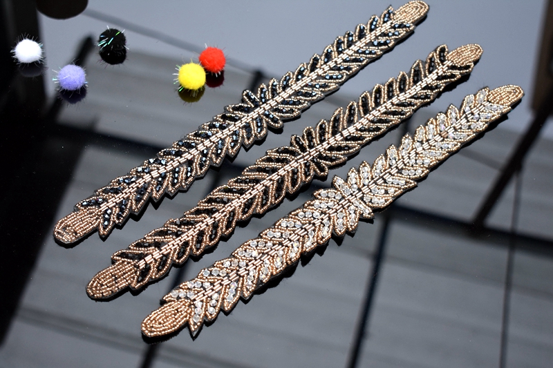 Long leaves leaf handmade appl – Beaded Trim Fringe recenzja i cena