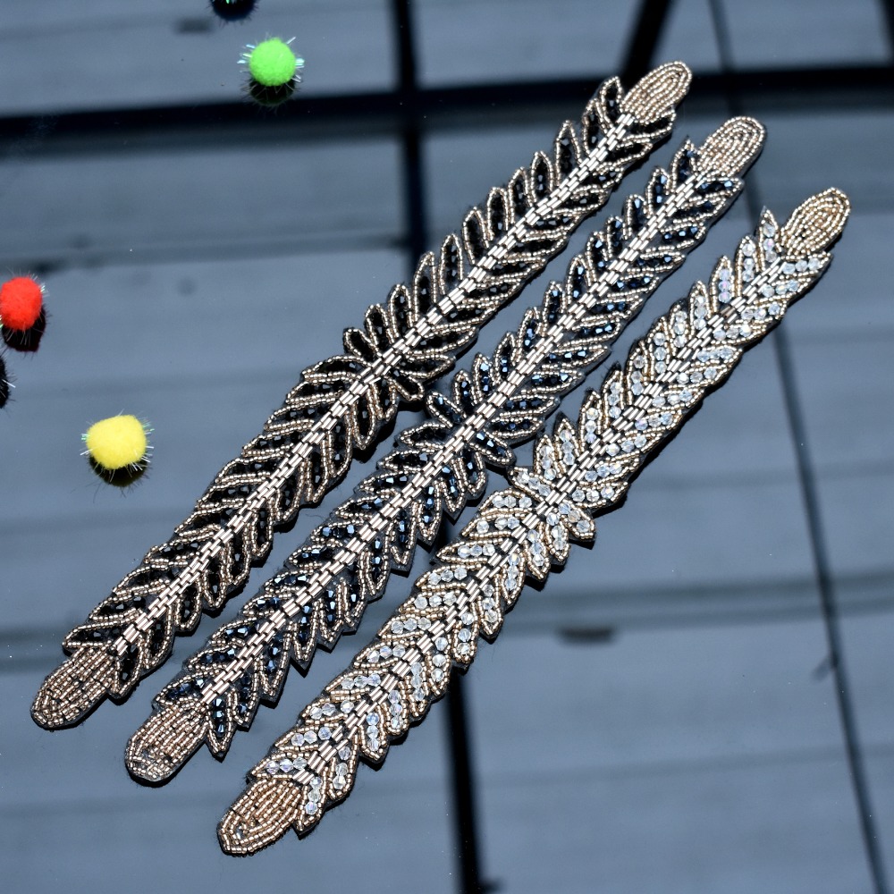 Long leaves leaf handmade appl – Beaded Trim Fringe recenzja i cena