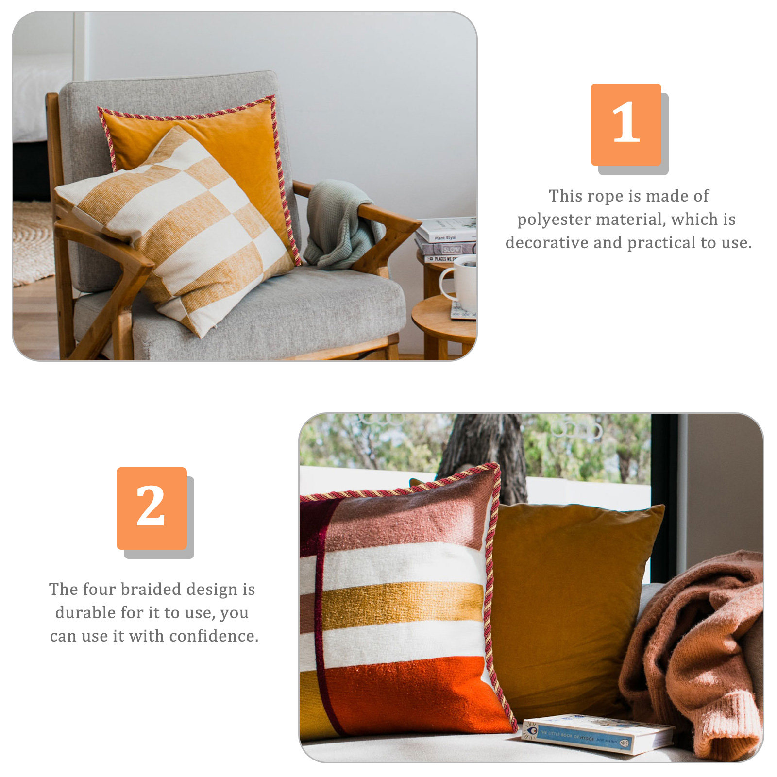Decorative DIY Sofa Cushion Ro – Cord Trim Twisted recenzja i cena