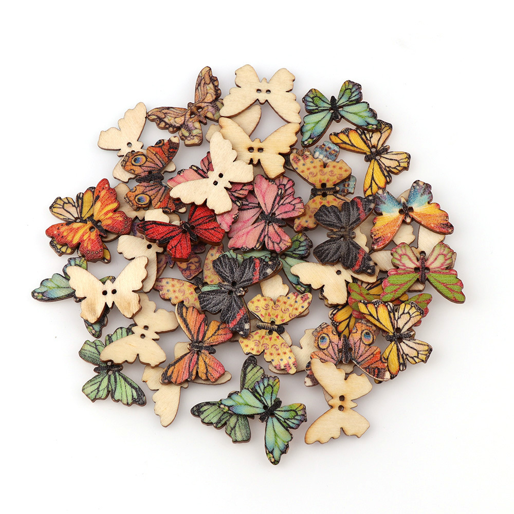 50pcs Butterfly wooden button  – Embellishments For Scrapbooking recenzja i cena