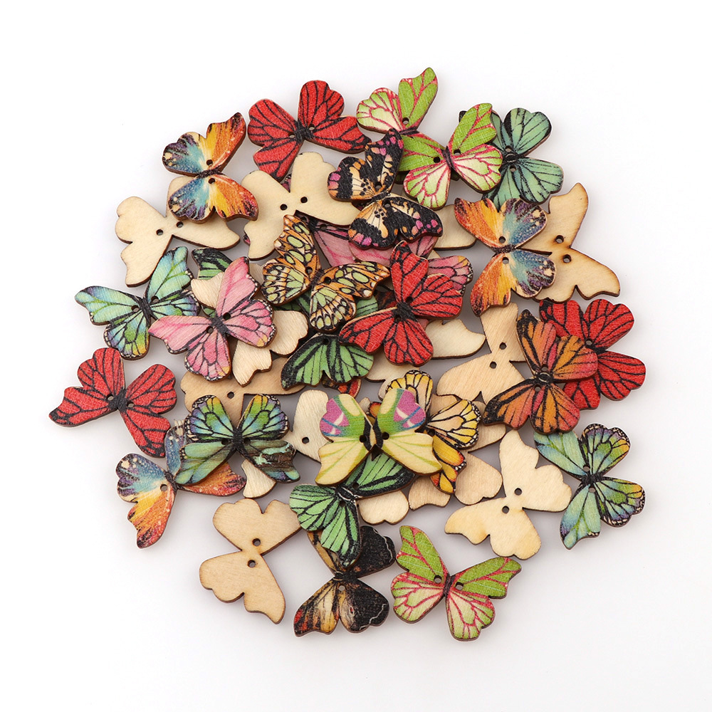 50pcs Butterfly wooden button  – Embellishments For Scrapbooking recenzja i cena