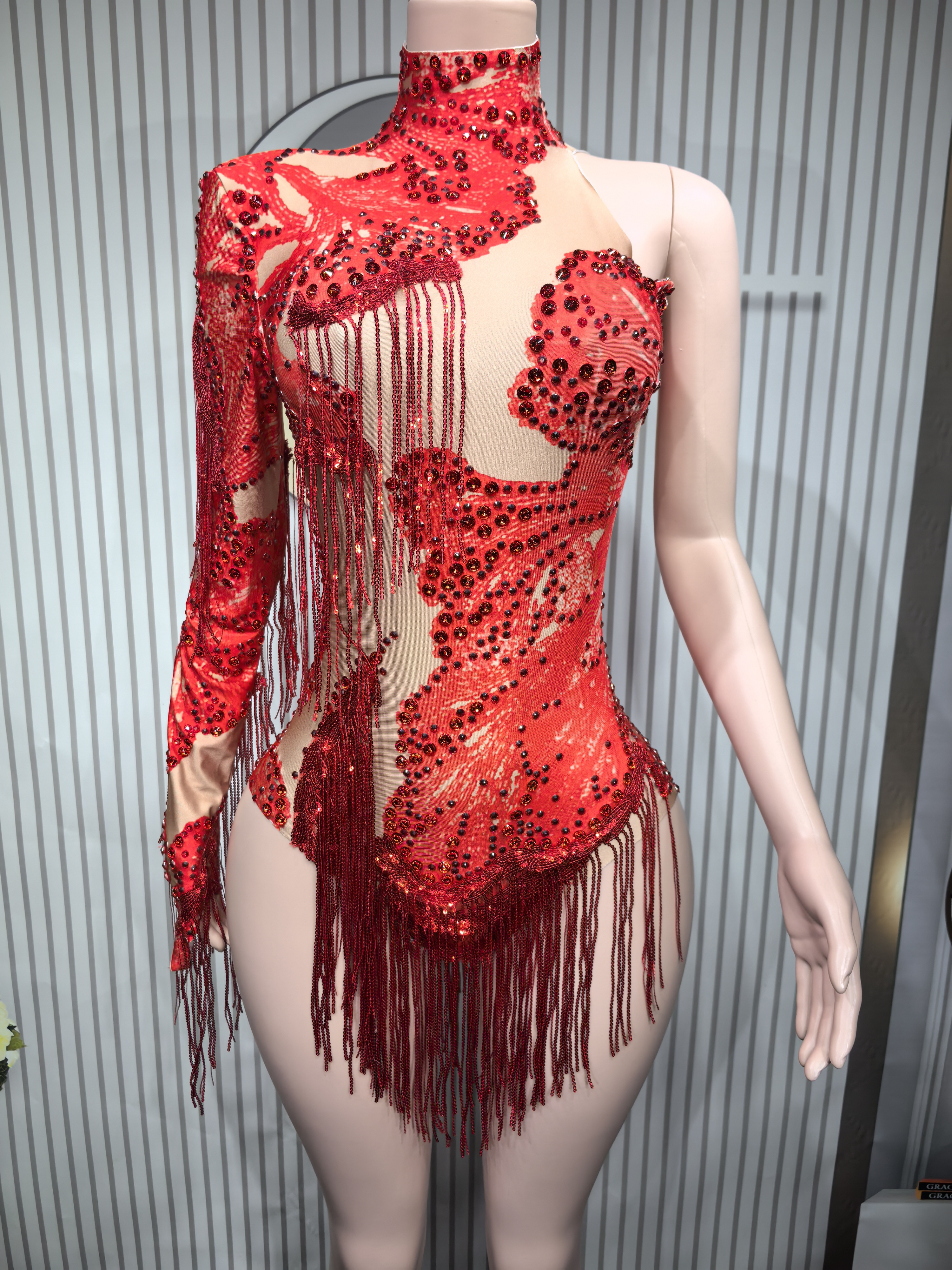 Sexy Skinny Leotard Singer Dan – Rhinestone Banding Trim recenzja i cena