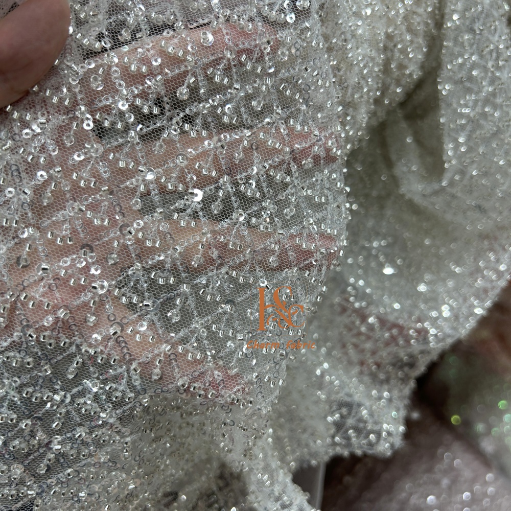 High-end lace embroidery beadi – Crystal Mesh Fabric recenzja i cena