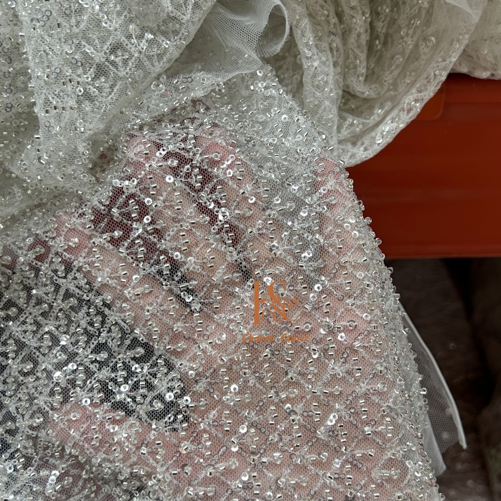 High-end lace embroidery beadi – Crystal Mesh Fabric recenzja i cena