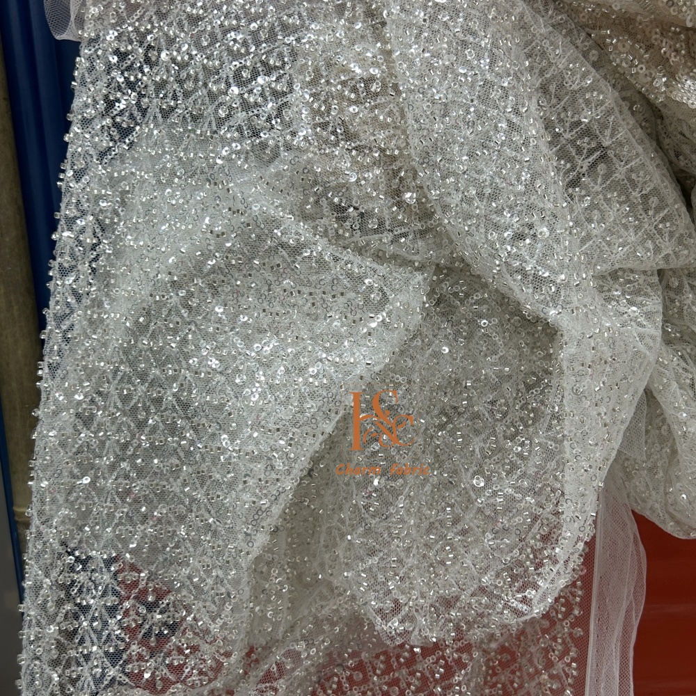 High-end lace embroidery beadi – Crystal Mesh Fabric recenzja i cena