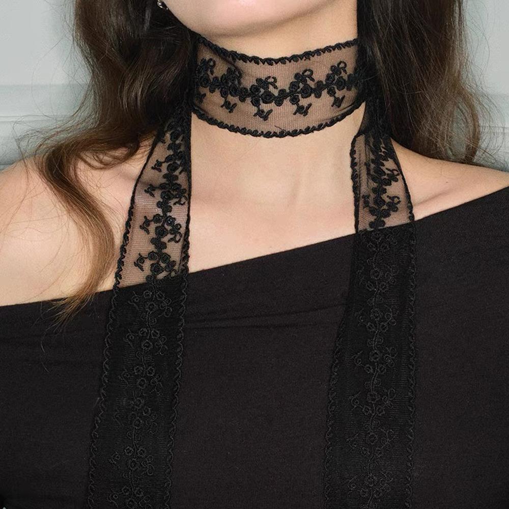 Elegant Lace Scarf Bow Necklac – Lace Ribbon Trim recenzja i cena