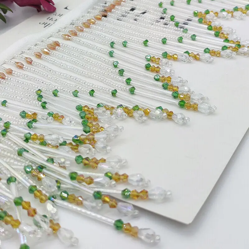 Glass Tube Fringe Tassel 16cm  – Beaded Trim Fringe recenzja i cena