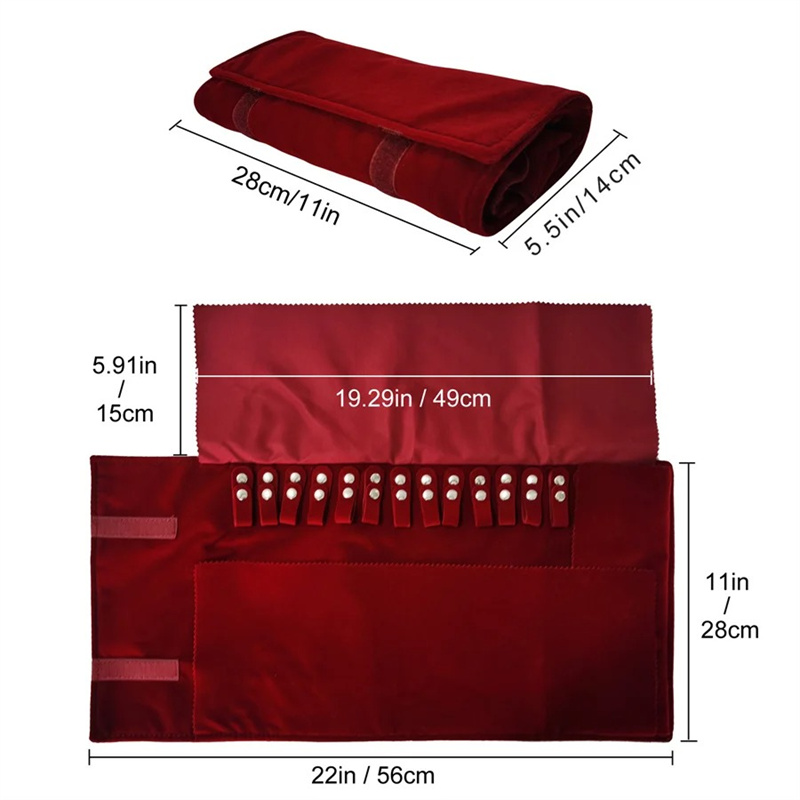 Burgundy Velvet Jewelry Roll-U – Velvet Ribbon Roll recenzja i cena