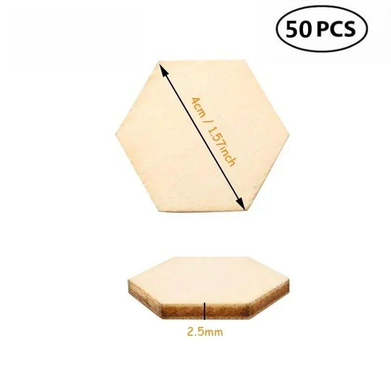 50PCS 4CM Unfinished Wood Hexa – Craft Embellishment recenzja i cena