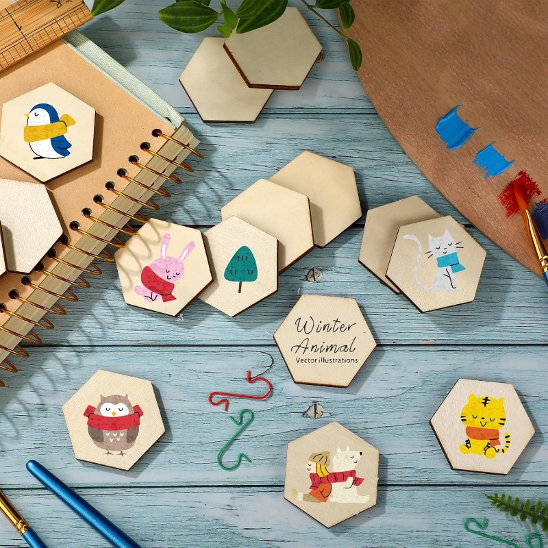 50PCS 4CM Unfinished Wood Hexa – Craft Embellishment recenzja i cena