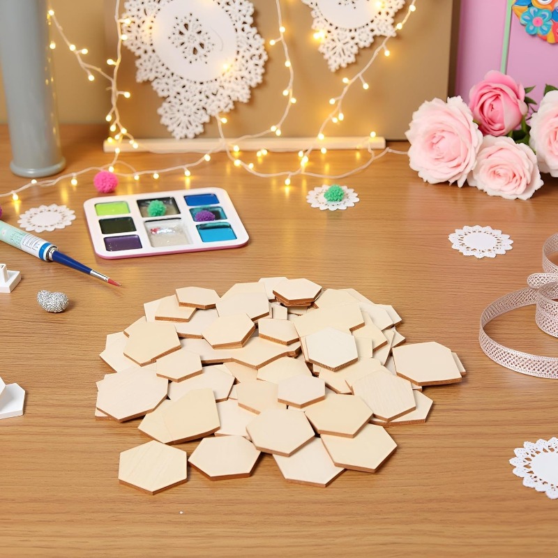 50PCS 4CM Unfinished Wood Hexa – Craft Embellishment recenzja i cena