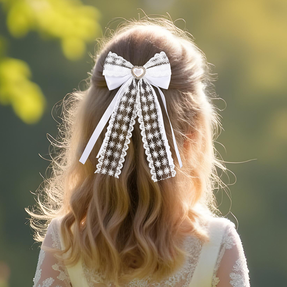 2Pcs Flower Lace Bow Hair Clip – Lace Ribbon Trim recenzja i cena