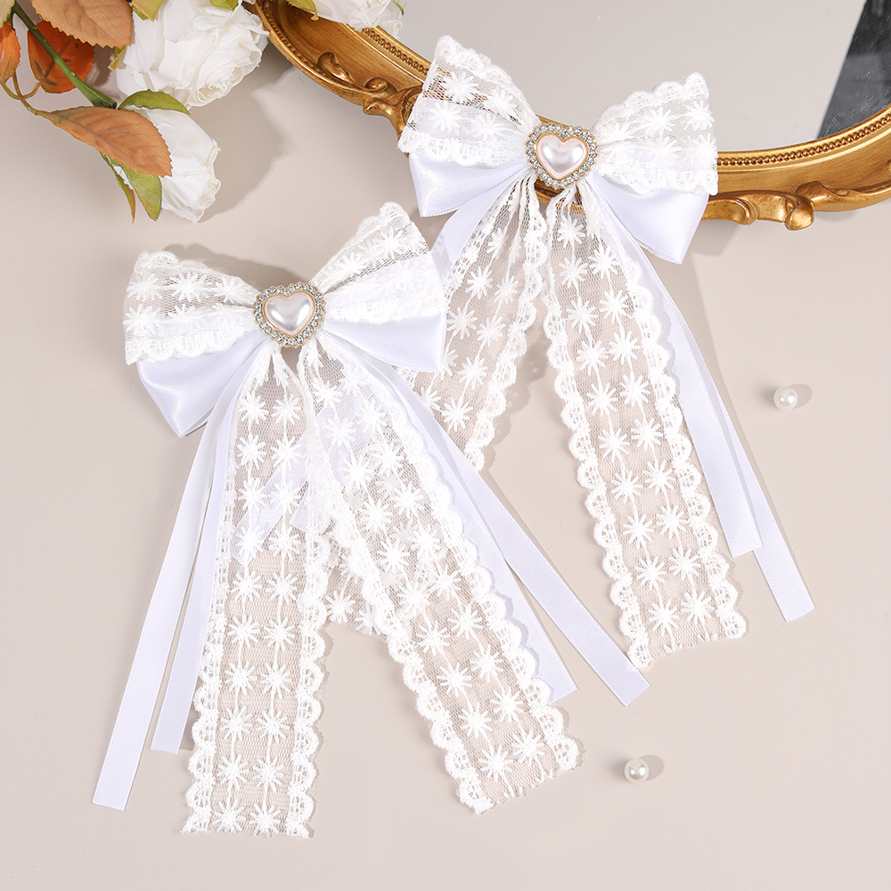 2Pcs Flower Lace Bow Hair Clip – Lace Ribbon Trim recenzja i cena