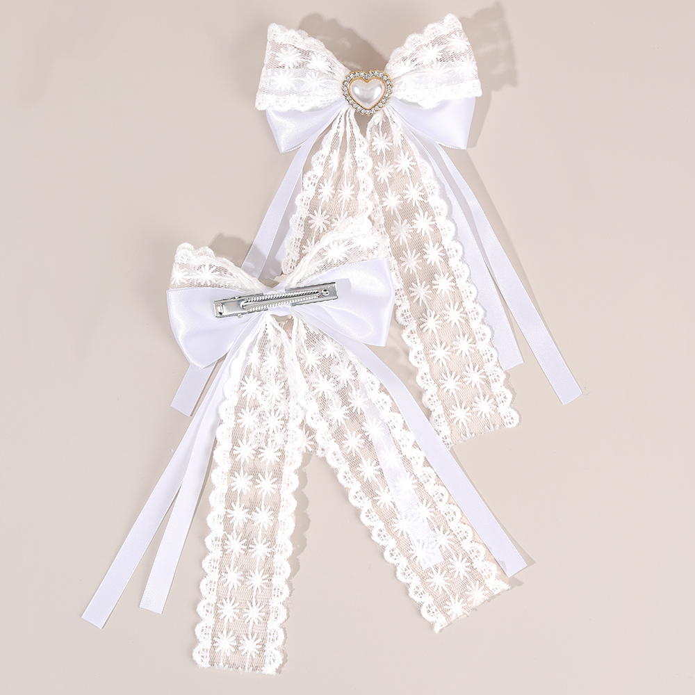 2Pcs Flower Lace Bow Hair Clip – Lace Ribbon Trim recenzja i cena
