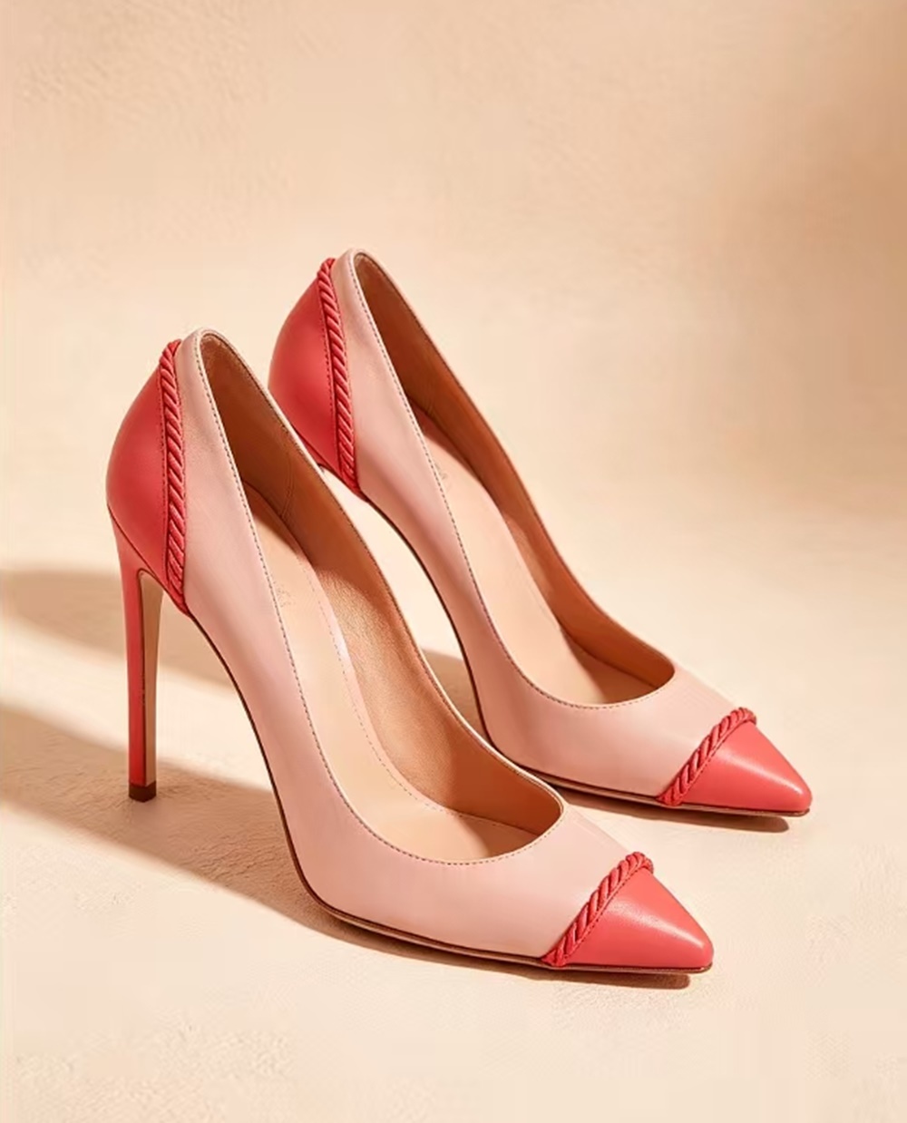 Two-Tone Pink Leather Pointed- – Cord Trim Twisted recenzja i cena