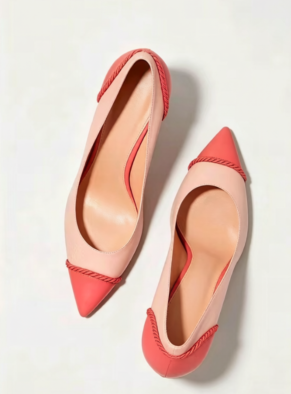 Two-Tone Pink Leather Pointed- – Cord Trim Twisted recenzja i cena