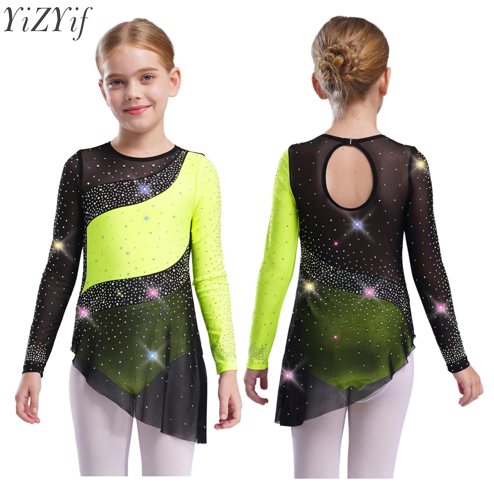 Kids Girls Ballet Leotard Dres – Rhinestone Banding Trim recenzja i cena