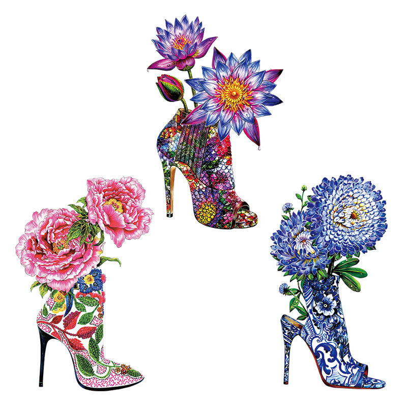 High heels flowers Iron On Pat – Applique Patch Flower recenzja i cena