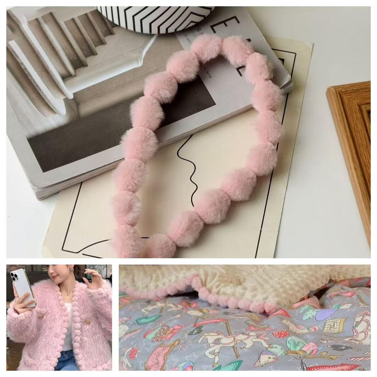 3cm Faux Rabbit Fur Pom Pom Ba – Fringe Ribbon Sewing recenzja i cena