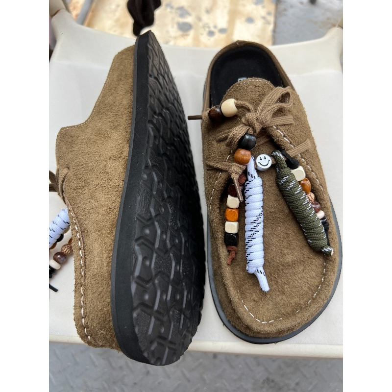 Women Men Clogs Cow Suede Leat – Guipure Lace Panel recenzja i cena