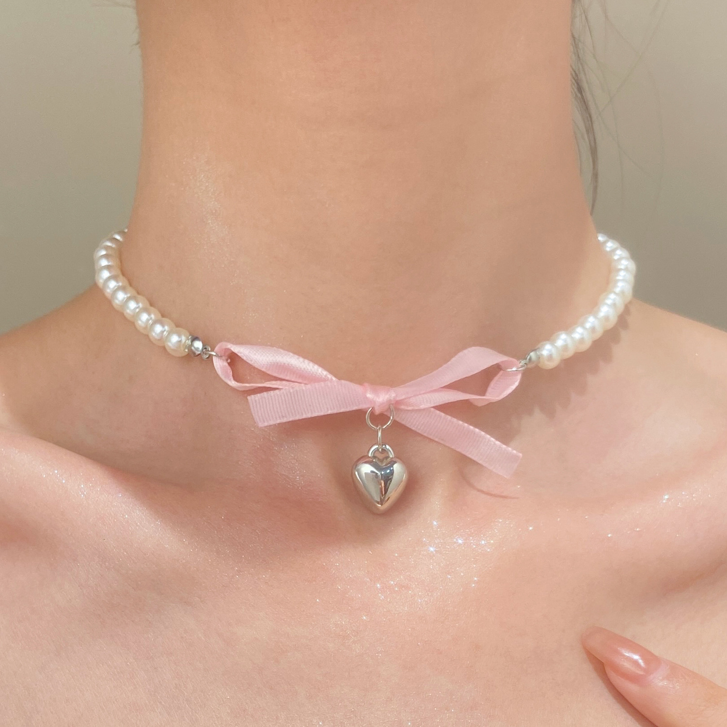 French Romantic Pink Bowknot H – Pearl Trim Chain recenzja i cena
