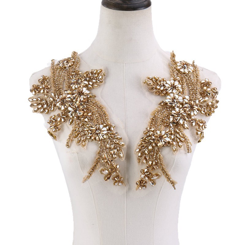Beaded floral appliqués, hand- – Sew On Rhinestone recenzja i cena